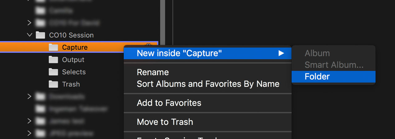 Capture Folder > New inside