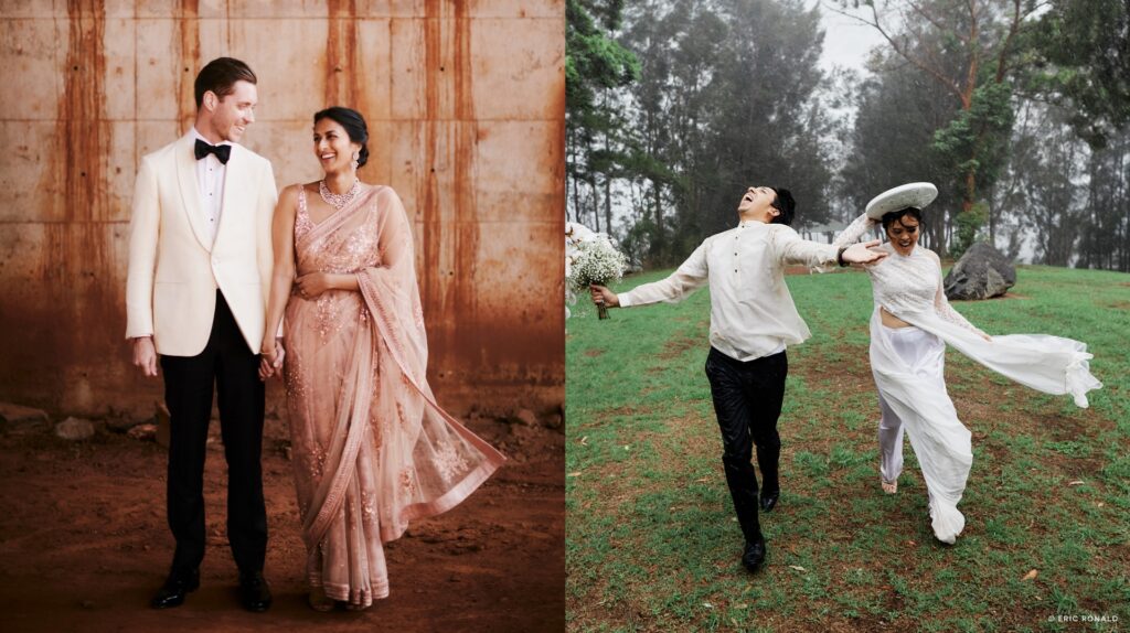 Eric Ronald shares his tips on how to edit wedding photos faster. In this picture: two couples on their wedding days