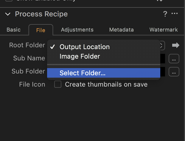 Capture One Output Select Folder