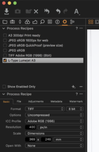 Capture One Process Recipe Tiff Print