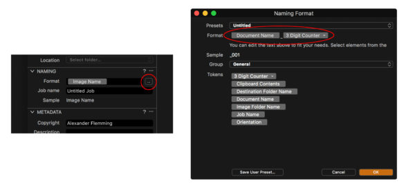 Setting Naming Format