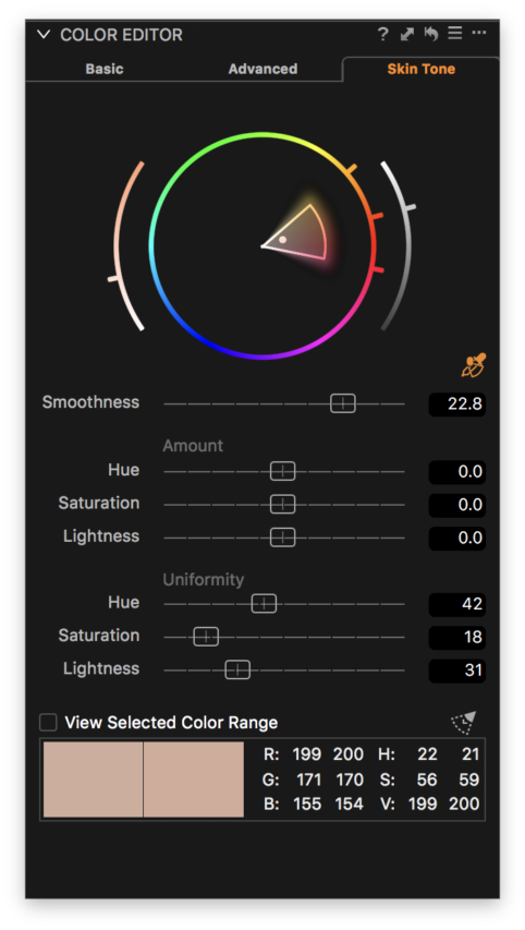 Skin Tone is a superb tool to even out skin tones or other areas where to colors need to be more similar.