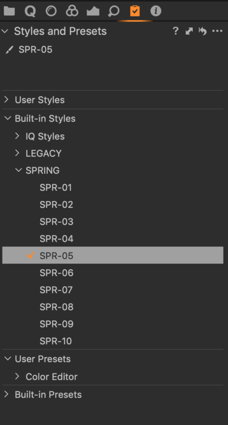 capture one search presets styles