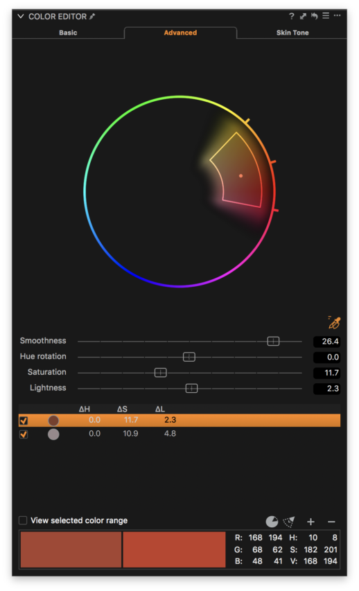 Note that you need the Pro-version to get the advanced Color Edition features. The Express version only contains the Basic tab.